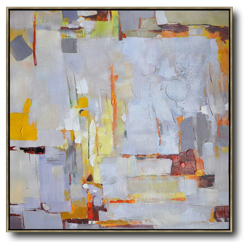 Abstract Painting Extra Large Canvas Art,Oversized Contemporary Art,Hand Made Original Art,Violet Ash,Yellow,Red,Orange.etc